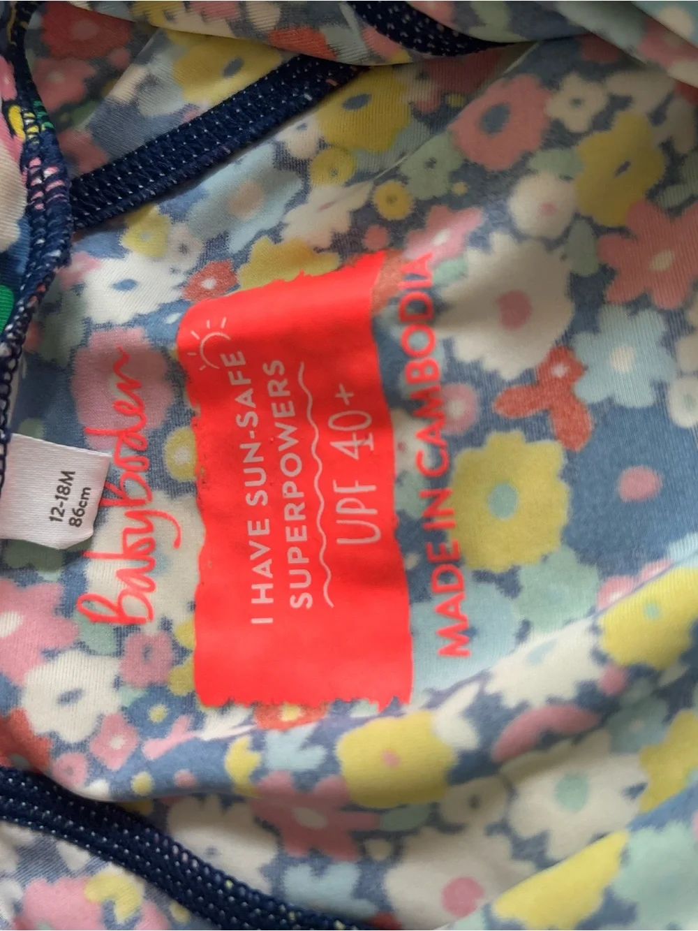 Baby Boden Floral One-Piece Rashguard Swimsuit - Navy Multicolor